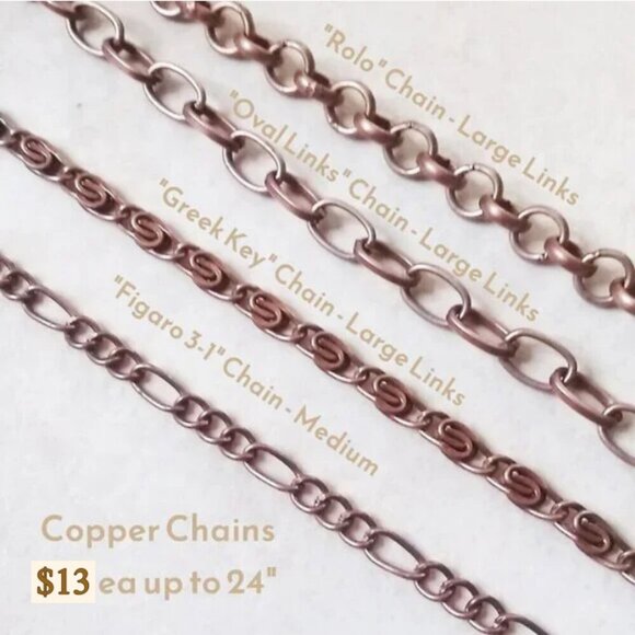 Copper or Bronze Chains! Add to your Pendants! Choose 1! Made to Order 16-24" - Picture 1 of 16